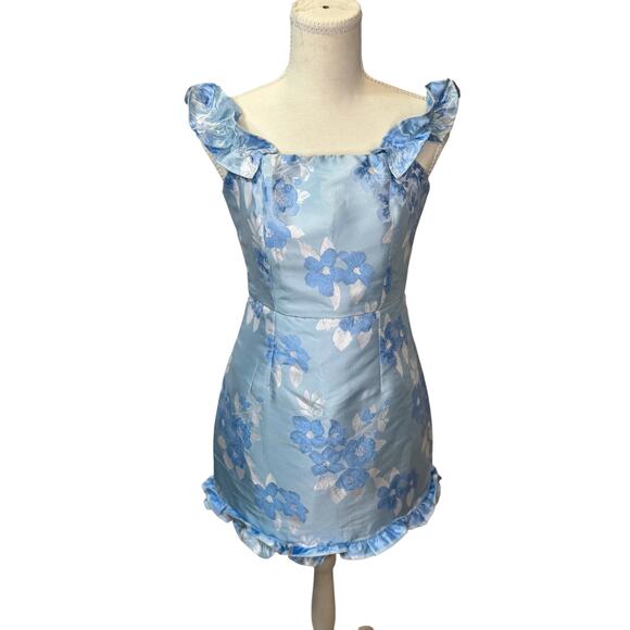 Lulus Pop the Bottle Mini Dress Blue Women’s Small Bridal Regencycore Bridgerton - Picture 6 of 16